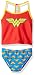 Warner Bros. Big Girls' Wonder Woman Costume Swimsuit, Candy, 5/6