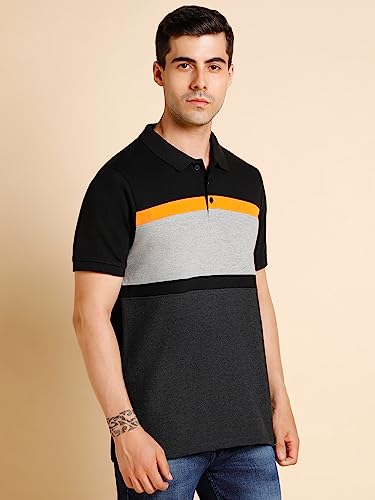 Image of Dennis Lingo Men's Slim fit Colorblocked Cotton Polo T-Shirt