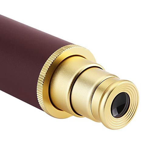 Luneta Retrátil Retrô Monóculo Telescópio Dourado Fosco Zoom 25x30mm + Leço + Bolsa - 33 Cm