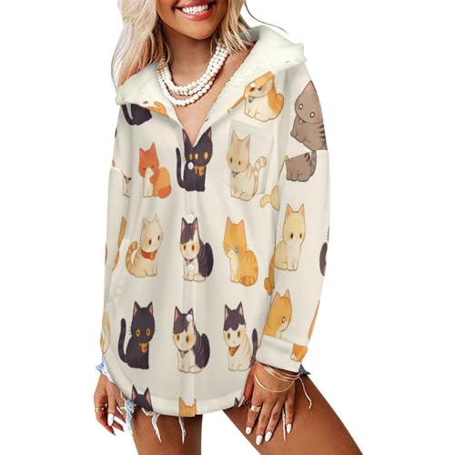Veste polaire femme chat mignon pour un hiver tendre et chaleureux