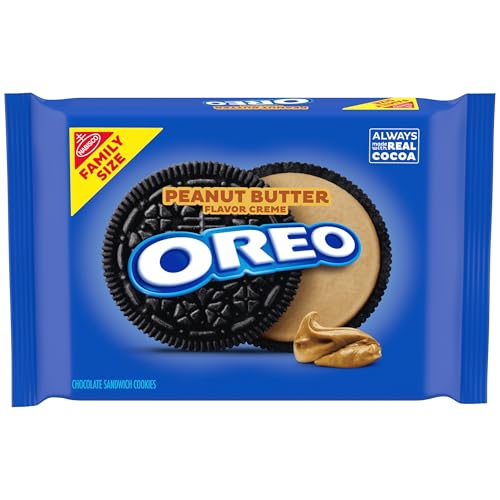 Image of OREO Peanut Butter Creme Chocolate Sandwich Cookies, Family Size, 17 oz | Always made with Real Cocoa, Certified Kosher