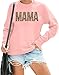 EGELEXY Mama Sweatshirts for Women Leopard Mama Crewneck Best Moms Outfit Lightweight Pullover Tops