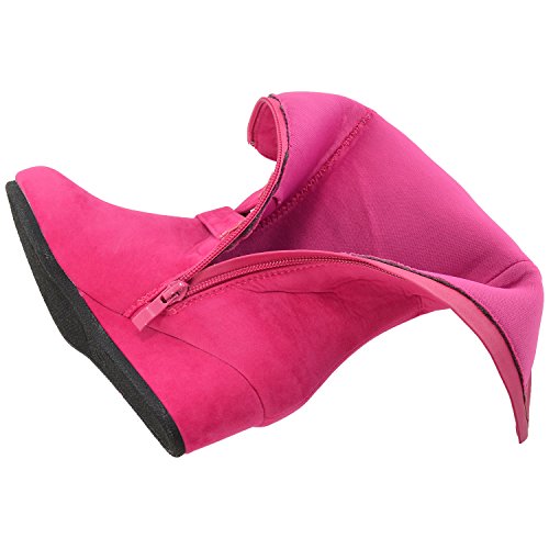 Girls Boots Mid Calf Knee High Wedge Heels Casual Shoes Buckles Zipper Fuchsia SZ 9 Toddler3