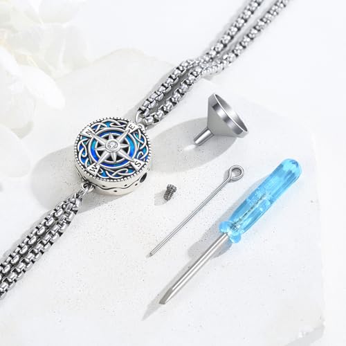 TUGHRA Ashes Bracelet for Women Men Compass Cremation Jewelry, Urn Bracelet for Ashes 925 Sterling Silver Memorial Gifts Keepsake Locket2