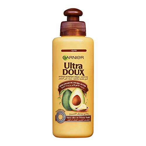 Garnier Ultra Doux Leave-In Cream Intense Nourishing Conditioner for Very Dry or Frizzy Hair with Avocado Oil & Shea Butter 200ml