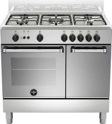 AMN9P5GXVC - Cucina a Gas 5 Fuochi, con Forno a Gas Ventilato Grill 90x60 cm Inox Classe Energetica A+