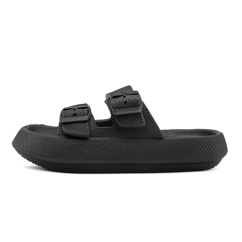 Eliogn Men's Adjustable Comfort Pillow Flat Sandals Outdoor Fashion Double Buckle Sandals Home Slippers Beach Shower Shoes2