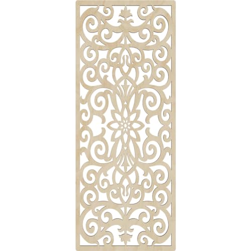 Image of Buel Decorative Pierced Fretwork Wood Wall Panels, 9 3 /8 inchW x 24 3 /8 inchH x 1 /4 inchT, Birch