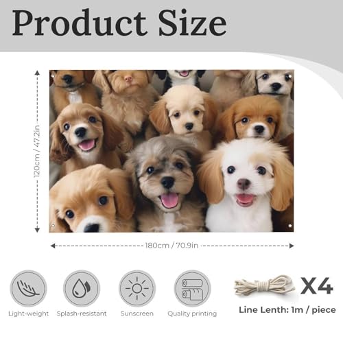 Drapeau chien mignon de qualité supérieure, polyester durable avec 4 œillets de fixation - 3