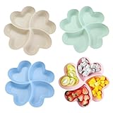 HUFACAI 4 Stück Snackteller mit Fächern Snackschale Teller mit Unterteilung Wiederverwendbar Kunststoff Snackteller Kinder 4 Fach Obstteller für Home Party Nuss Candy Getrocknetes (4 Farbe)