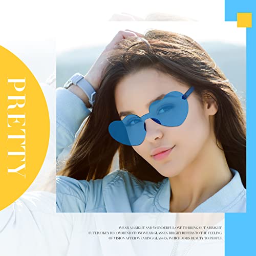 Konohan 16 Pairs Heart Shaped Sunglasses for Women Rimless Heart Glasses Candy Color Sunglasses for Party Favors3