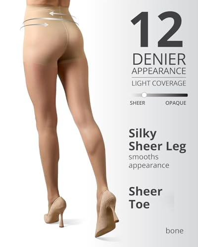 Image of MeMoi Control Top Crystal Pantyhose for Women, Breathable Sheer Tights, Control Top Sheer Stockings, Comfortable Panty Hose