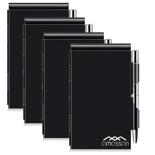 Carnet de notes en métal avec stylo petit bloc notes de poche noir amassan 60 pages