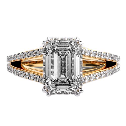 Bague solitaire émeraude moissanite argent 925 plaqué or, bijou fait main LKJR_0560