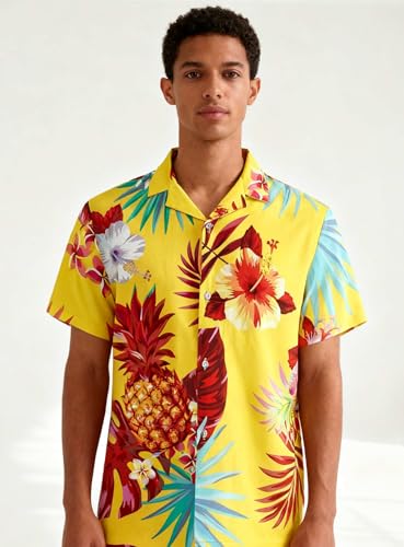 Image of Cromoncent Matching Hawaiian Outfits for Family, Dad and Son Matching Luau Beach Tropical Shirts Mommy Daughter Tropical Sets