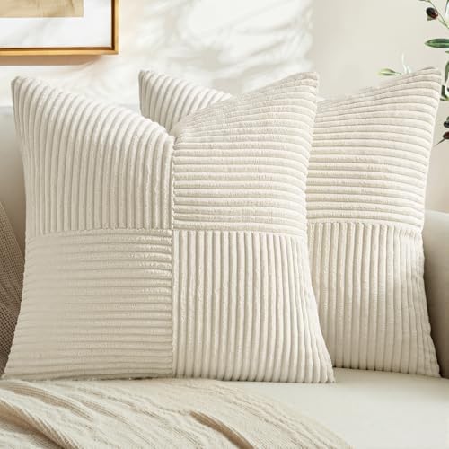 MIULEE Cream White Decorative Throw Pillow Covers for Couch 18x18...