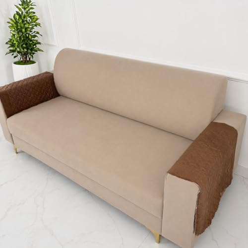 Image of Homerz Premium Petal Charm Sofa Cover | Embossed Floral Pattern | Soft Touch, Anti-Dust & Easy Wash Fabric Cloth, Washable and Durable (Rust, 2 Pc Armrest, Armrest)