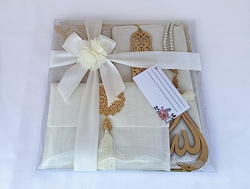 Muslim Prayer Rug, 7 In One Gift Set, Prayer Mat Surah Book, Tasbeeh, Scarf, Surah Case, Bookmark, Car Mirror Hanger - Image 4