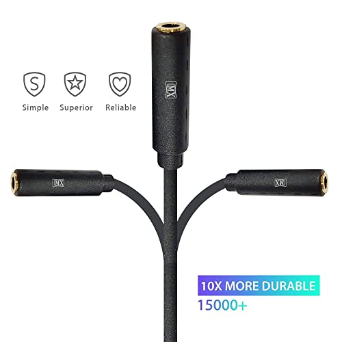 Image of MX RCA Cable AUX to RCA Y Splitter Cable To 2 Rca Stereo Audio Cable For Smartphone PERENT (3.5mm Male to Dual Female, 1.5 METER), Black