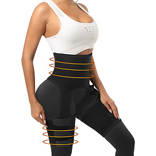 Oscaurt Waist Trainer for Women Plus Size, 3 in 1 Butt Lifter Waist Trainer Thigh Trimmer for Women Weight Loss Plus Size Waist Trainer, Sweat Band Waist Trainer for Women to Loose Belly Fat Black