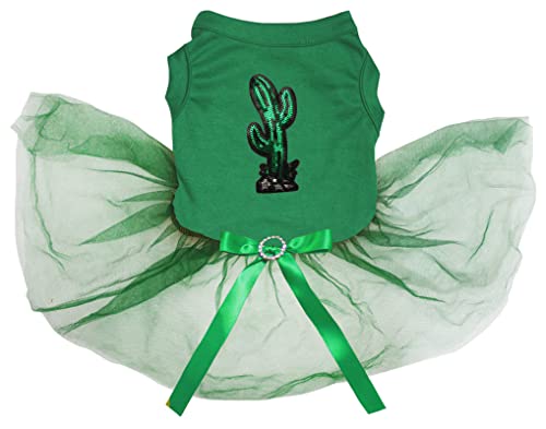 Robe cactus pour chien de taille XL avec finitions paillettes vertes
