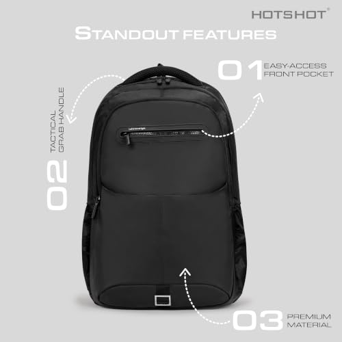 Image of HOT SHOT All-Rounder Laptop Backpack with Raincover|Office|College|Travel|Anti Theft Pocket|Suspension Straps|Trolley Sleeve|Detachable Key Ring|for Men and Women|15 In|38L