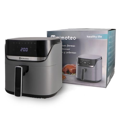 M mimotec – Air Fryer Biota Touch 5,7L Freidora de Aire sin Aceite, 1700W, 8 Menús Digitales, Pantalla Táctil, Temporizador 60min regulable, 80-200°C, Reducción de Grasa para Cocina Saludable