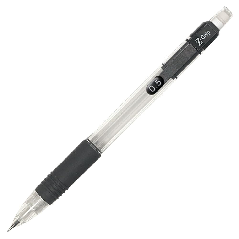 Zebra Z-Grip Mechanical Pencil, 0.5mm Point Size, HB #2 Graphite, Black Grip, 12 Pack