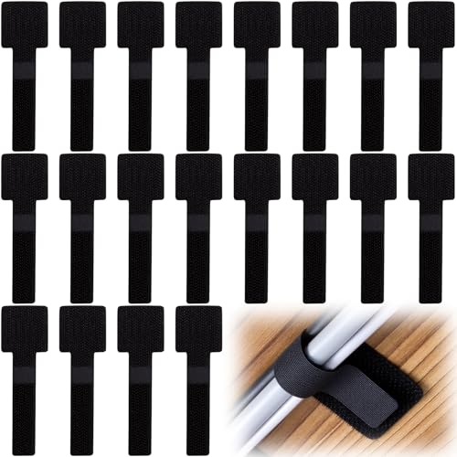 SmallCat 20pcs Hook and Loop Cable Ties, 3.55 Inch Self Adhesive Cable Management Straps for Desktop Network Wires, Adjustable Reusable Appliances Cord Organizer for Office Home Desk – Black