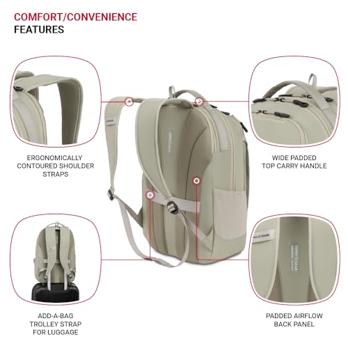 SwissGear Shield Laptop Backpack, Sage Gray, 18.5"x12"x6" - Image 4