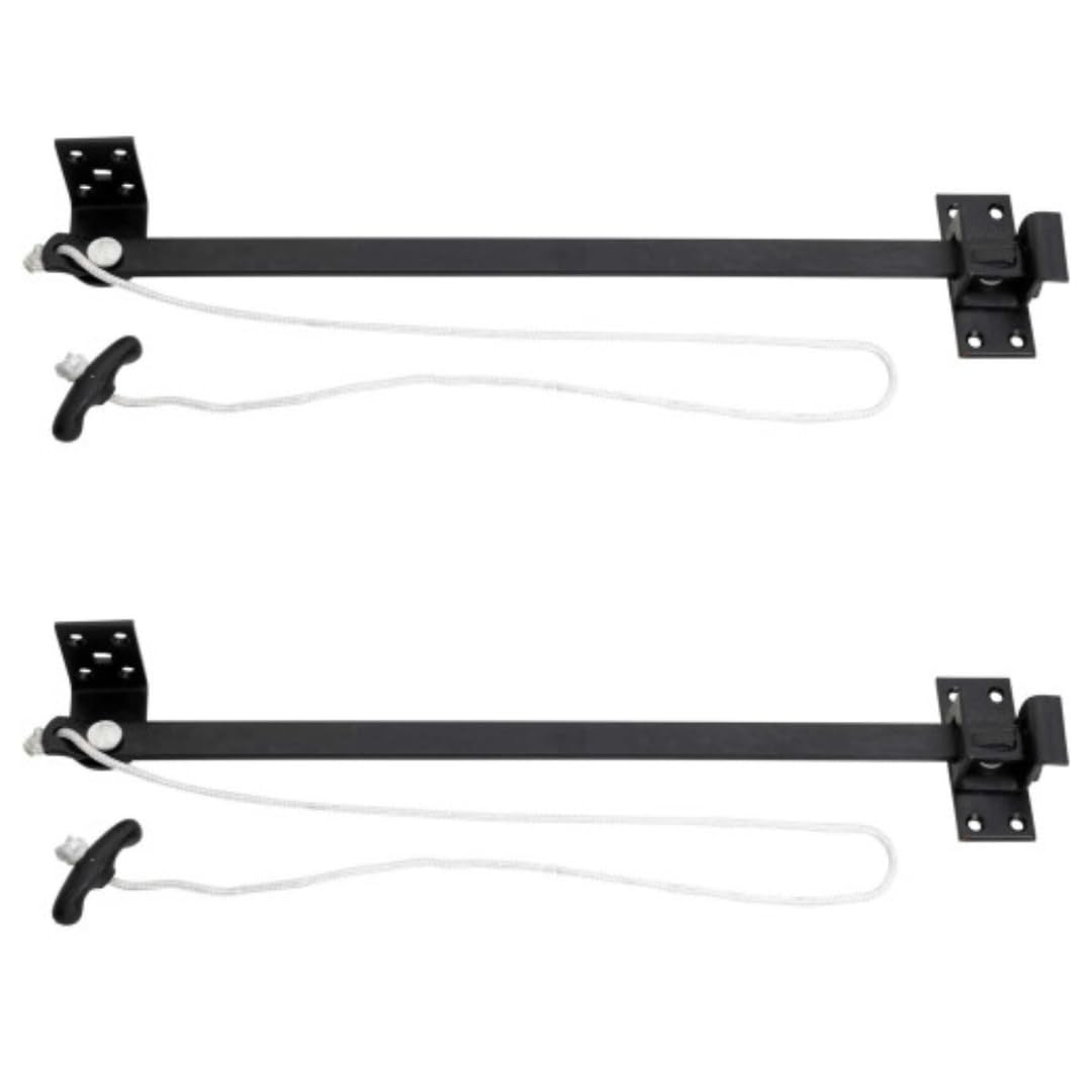Junior Reliance Door Holder 380mm 15" Lightweight Garage Stay Arm Pull Cord Pair, Door Stop for Lintel Underside