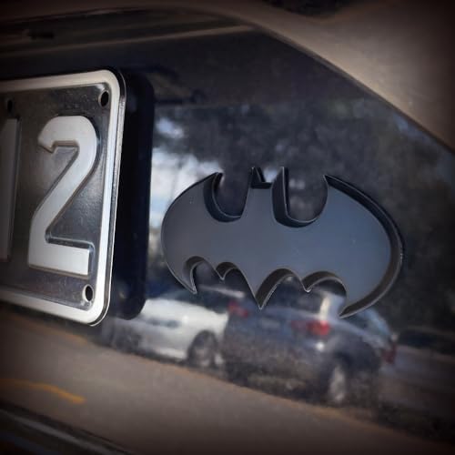 Image of Fan Emblems Batman Car Emblem - 1989 Batwing Batarang Symbol 3D Auto Badge - Color: Matte Black - Size: 3.8 x 1.8 x 0.2 inches - Officially Licensed DC Car Accessories