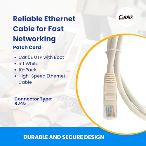 Cable Patch Cord Cat 5E UTP 5ft Blanco Pack 10 miniatura 3