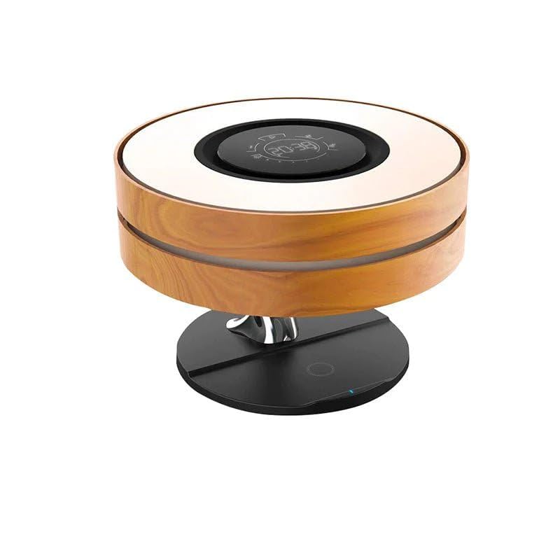 SILAMP Lampe de Chevet Ronde Horizon avec Enceinte & Chargeur Sans fil - Dimmable Tactile - 3000K/4000K/6500K