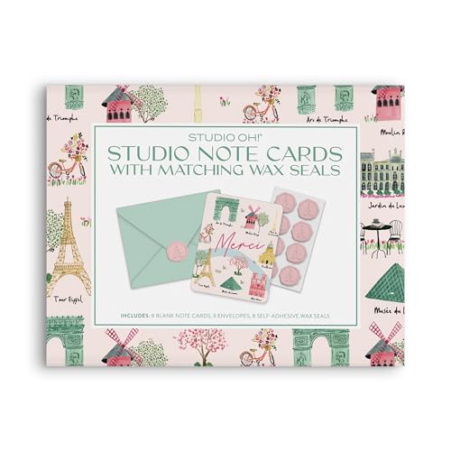 Image of Studio Oh! Blank Note Cards with Envelopes and Wax Seals, Boxed Stationery Set, Embossed All Occasion Cards for Thank You Notes, Letters, Gifts and Keepsakes, Sights of Paris