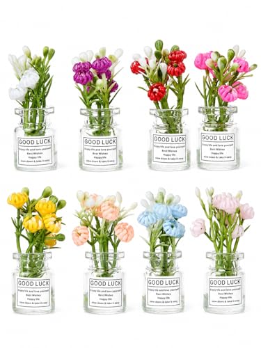 Set 8 mini floreros magnéticos luminosos de vidrio miniatura 2