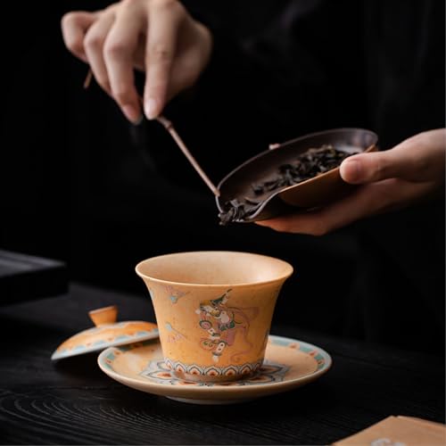 Service à thé céramique Feitian Sancai Gaiwan rétro 140ml