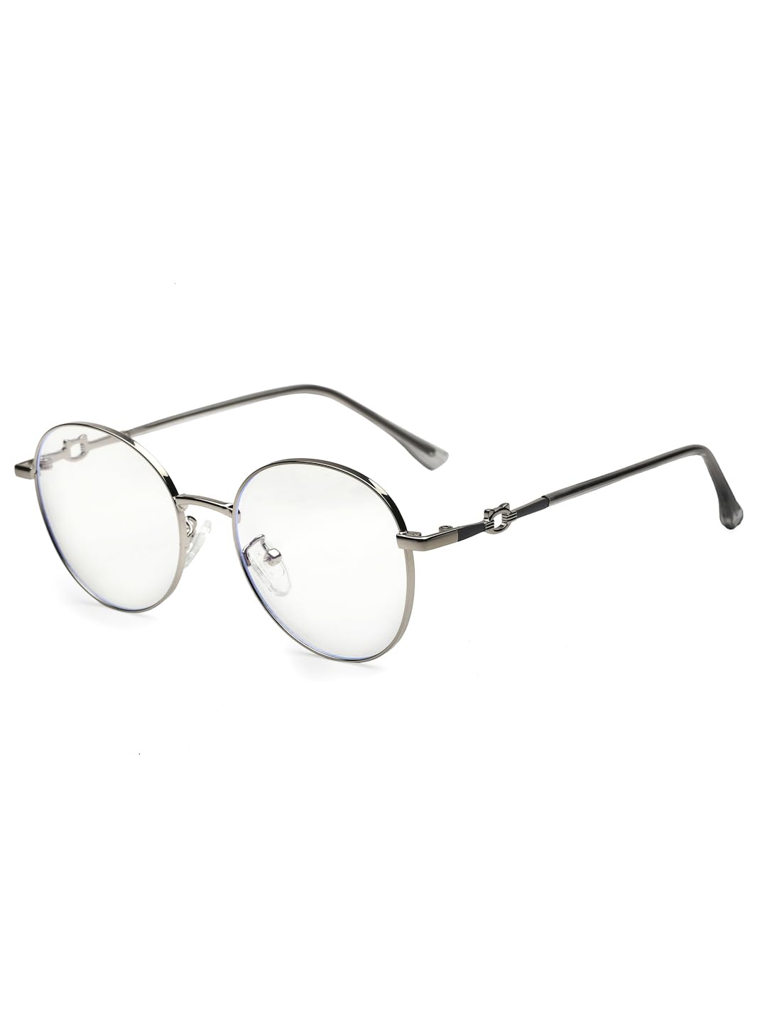 HASHTAG EYEWEAR Astrid Full Rim Oval Computer Glasses (Silver, Medium) | UV Blocking | Trendy Eyeglasses for Men & Women | Metal Frame-image-37