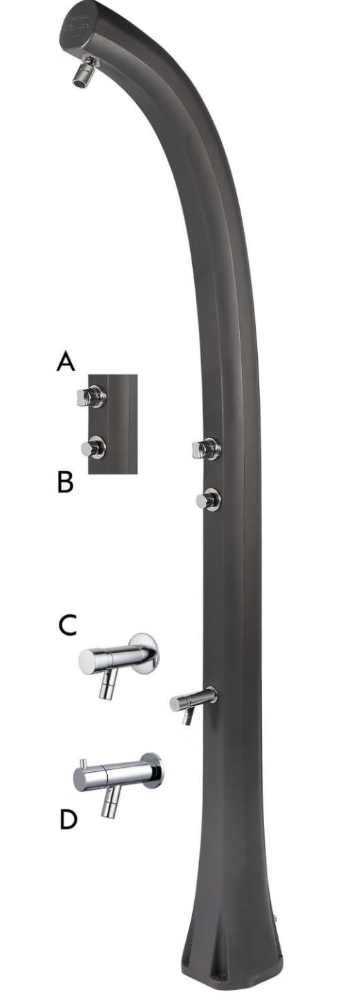 Colonne de douche solaire unique commandée par minuterie avec lave-pieds et commande par bouton-poussoir - Idral