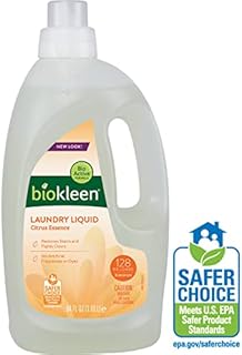 Biokleen Laundry Detergent -128 HE Loads - Citrus Essence 64 Fl Oz Concentrated, Eco-Friendly, Plant-Based, No Artificial Fragrance - Packaging May Vary