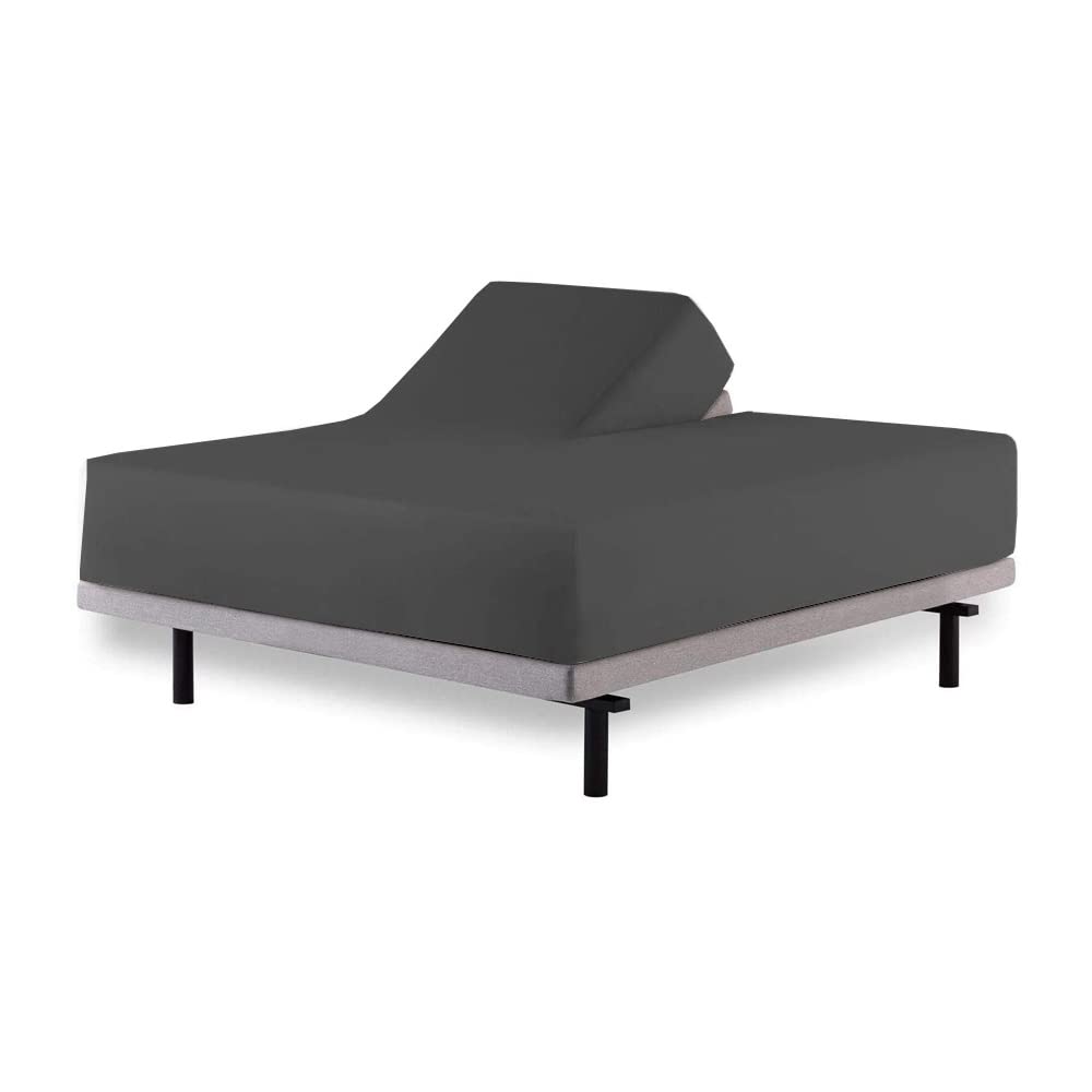 Top Split Head Flex-King Size, Dark Grey Solid Cotton Bed Sheet 15" Deep Pocket 34" Split from Top Split Head Flex-Fitted Sheets.