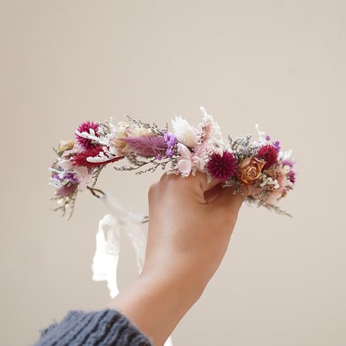 Corona de flores secas para boda miniatura 5