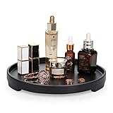 MoKo Bandeja de Baño de Figura Redonda de Resina, Plato Organizador de Almacenamiento para Organización y Decoración de Cuarto de Baño, Hogar, Salón, oyas, Sala de Estar, Negro Mate