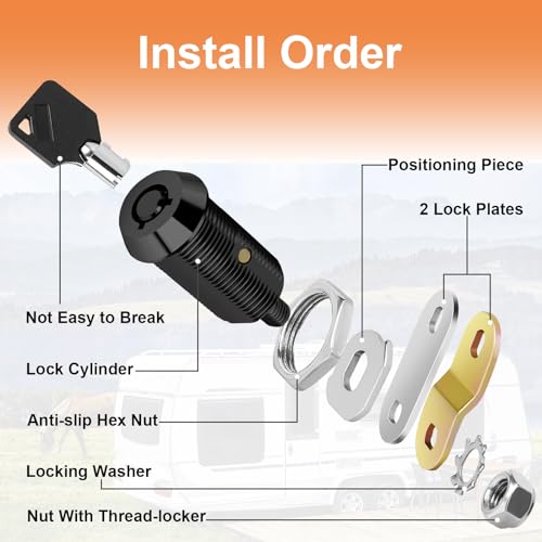 Image of RV Storage Door Lock Cams Lock with Key, 8pcs 1 Inch RV Compartment Locks keyed Alike for Toolbox, Camper, Trailer, Vending Machine Replacement Set with 16 Keys(8, Black 1 Inch)
