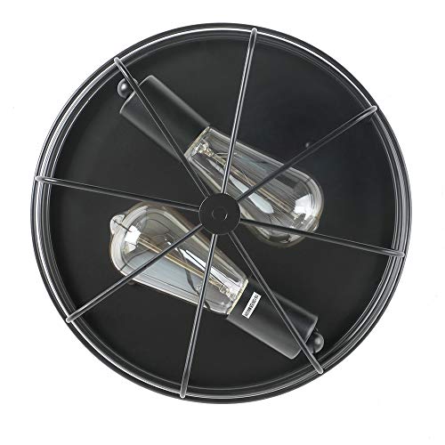 Koonting 2-Light Industrial Metal Cage Ceiling Light, E26 Rustic Semi Flush Mount Pendant Lighting Lamp Fixture Farmhouse Style For Kitchen Garage Foyer Porch Hallway Entryway Bedroom Living Room #TOP4