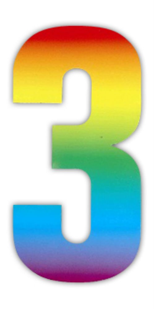 Wheelie Bin numbers Rainbow 3