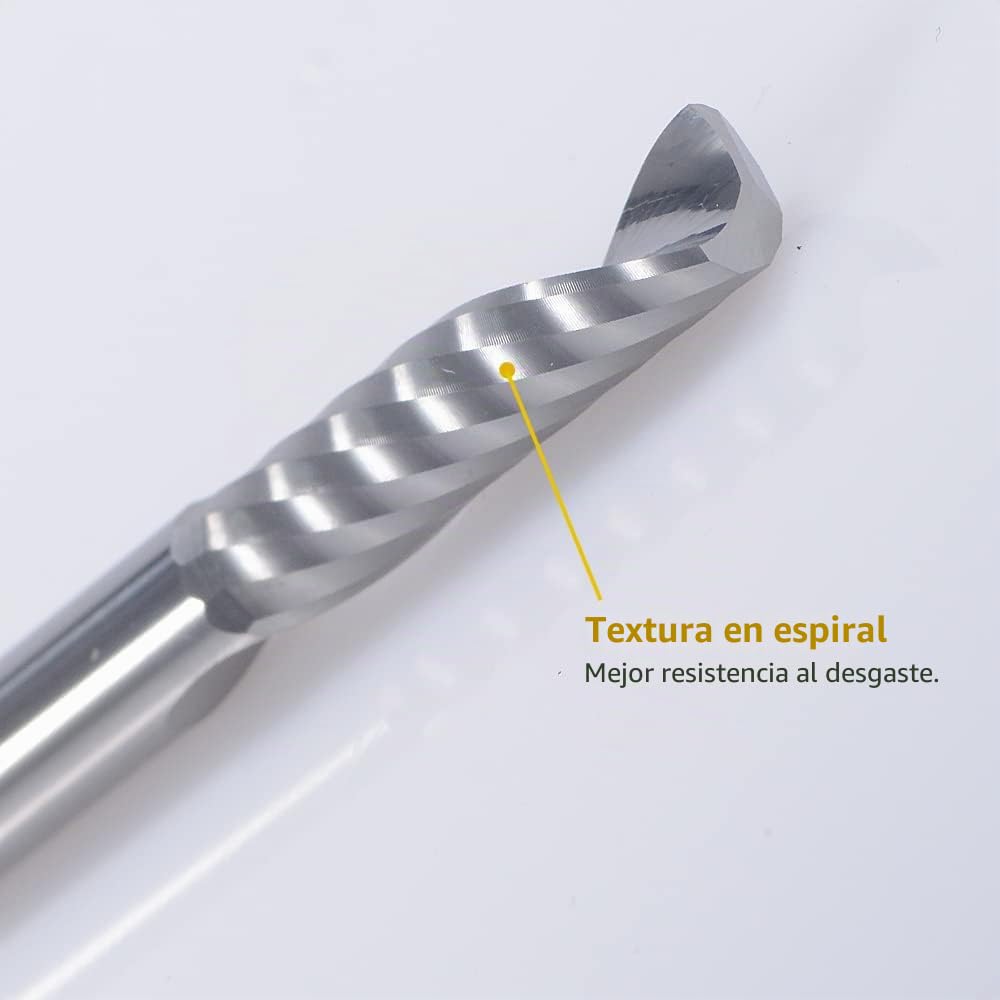 EU_HOZLY 1 mm 1.5 mm 2.0 mm 2.5 mm 3.175 mm Carburo 1 flauta Fresa espiral Fresa de grabado CNC Brocas de enrutador