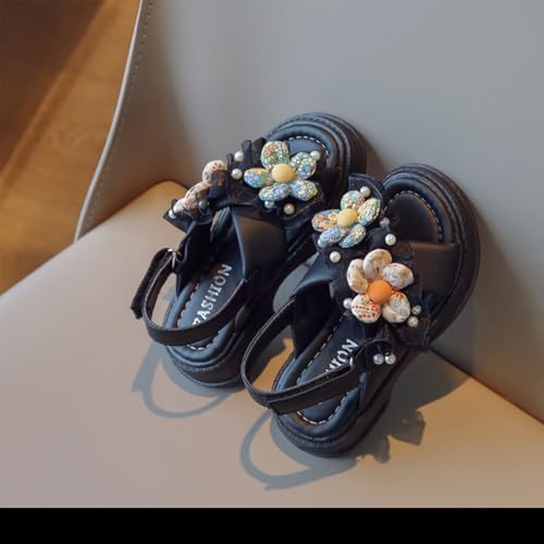 Girls Sandals Leather Soft Princess Flat Shoes Toddler Flower Open-Toe Dress Sliders For Little Big Kids3