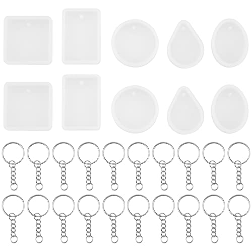 quiodok 10 Pcs Géométrie Pendentif Bijoux Moule avec Corde et Anneau, Résine Silicone Moule, Résine Moulage Moules Kit pour DIY, 5 Formes Cover