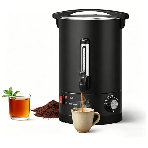 Image of 12 L /80 Cups Coffee Urn, Double-Wall Stainless Steel Commercial Coffee Maker, Large Percolator Pot Dispenser Hot Water Urn, Quick Brew, Stays Hot for Tea & Beverage at Events & Catering - Black